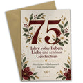 Elegante Geburtstagskarte zum 75. Geburtstag mit Zahl 75
