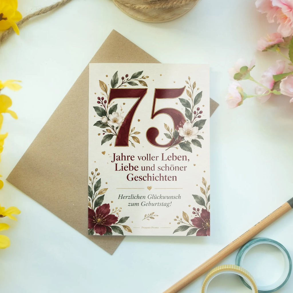 Elegante Geburtstagskarte zum 75. Geburtstag mit Zahl 75|p:2021295|h:c99b0a40e5e67becfdbdb999b4b4f8eb