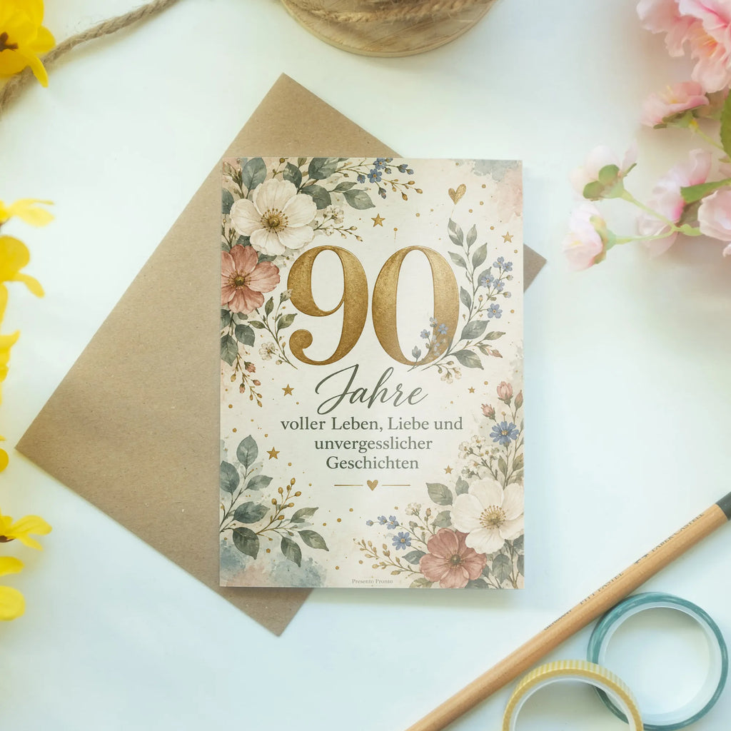 Elegante Geburtstagskarte zum 90. Geburtstag mit goldener Zahl 90|p:2021297|h:32d5e0cbed99d9a1d0f3344da3ce244a