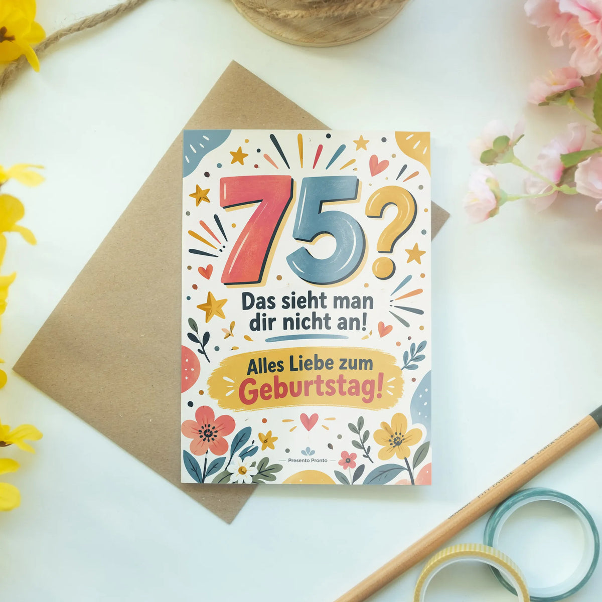 Lustige Geburtstagskarte zum 75. Geburtstag mit Zahl 75