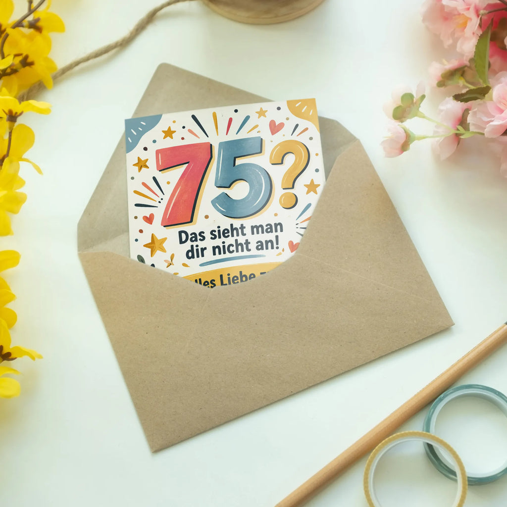 Lustige Geburtstagskarte zum 75. Geburtstag mit Zahl 75|p:2021299|h:d2539e82c33ee9c4a4796144492b16f0