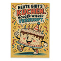 Lustige Comic Postkarte zum Geburtstag mit Kuchen
