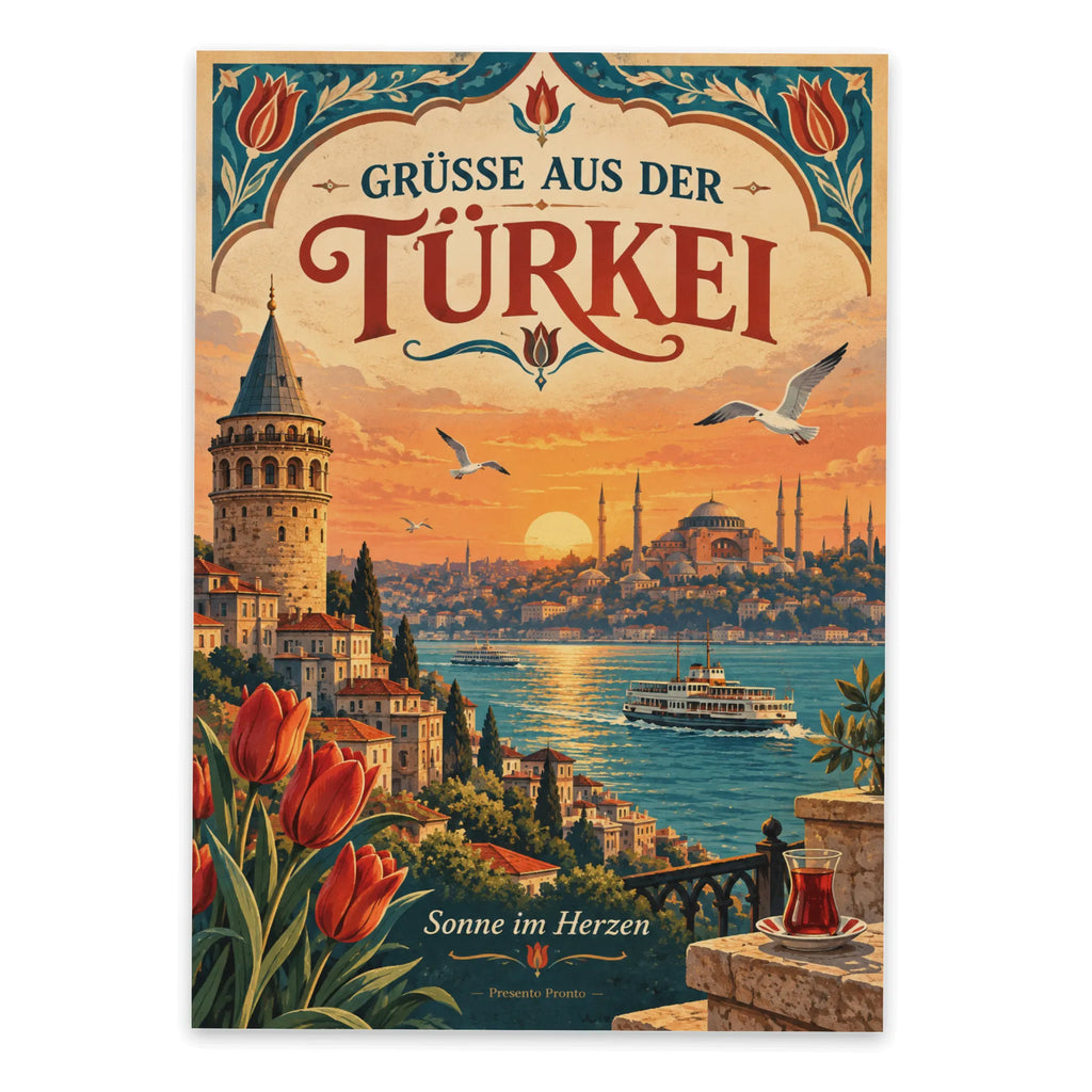 Nostalgische Urlaubspostkarte aus der Türkei mit Bosporus|p:2021311|h:ab983d17a1e3080c66188d4fd7661345