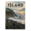 Stimmungsvolle Postkarte aus Island mit Papageitaucher