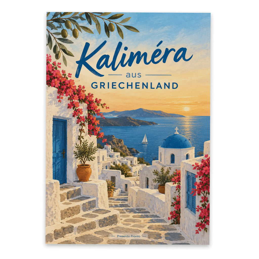 Nostalgische Postkarte aus Griechenland mit Inseldorf|p:2021315|h:33a1a4f39eb1e6cbc2d8766d21a00222