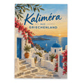 Nostalgische Postkarte aus Griechenland mit Inseldorf