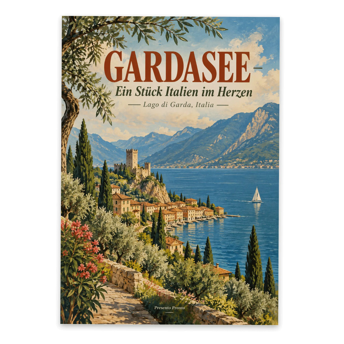 Nostalgische Postkarte vom Gardasee für Italienfans
