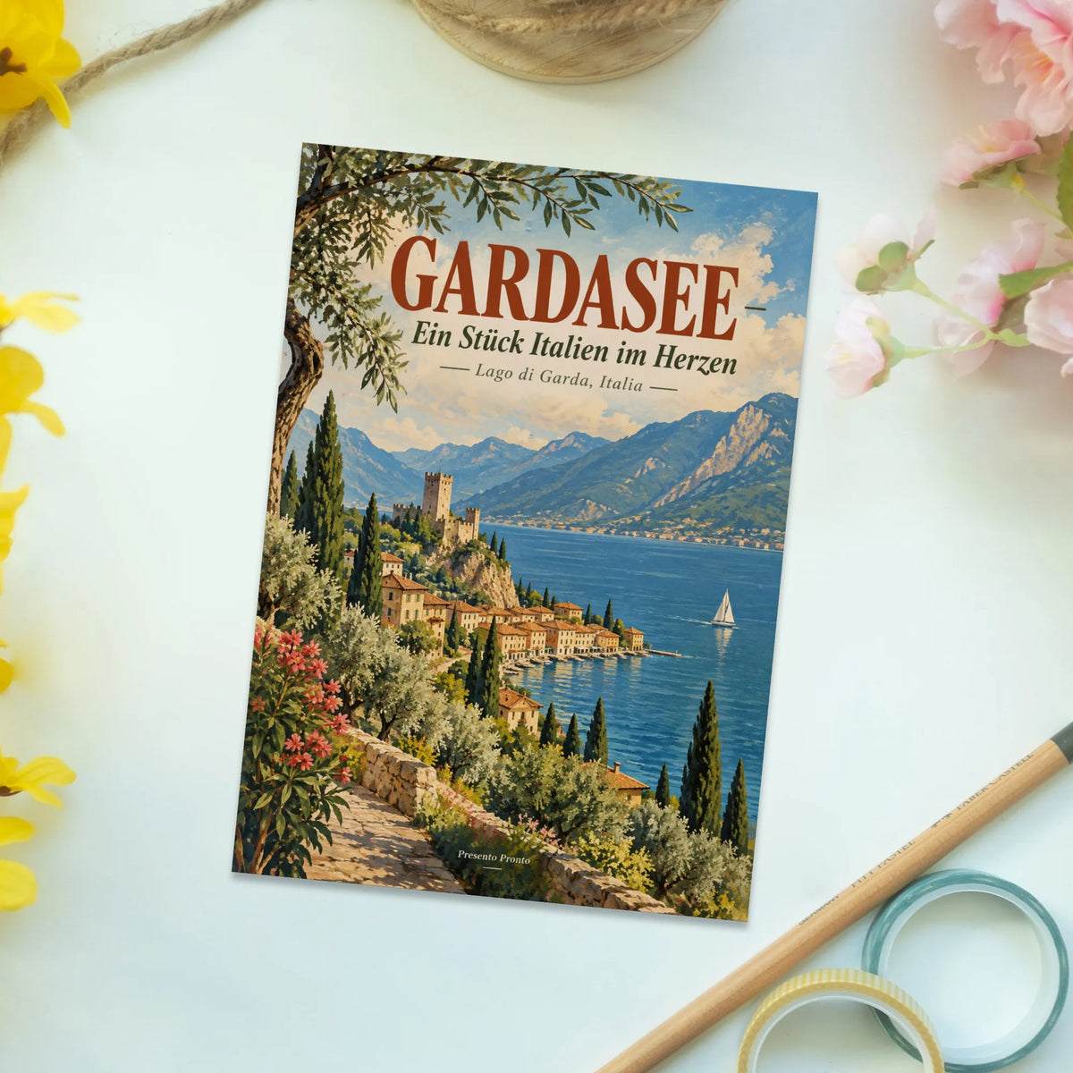 Nostalgische Postkarte vom Gardasee für Italienfans