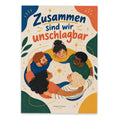 Starke Postkarte fürs Team mit fünf Silhouetten