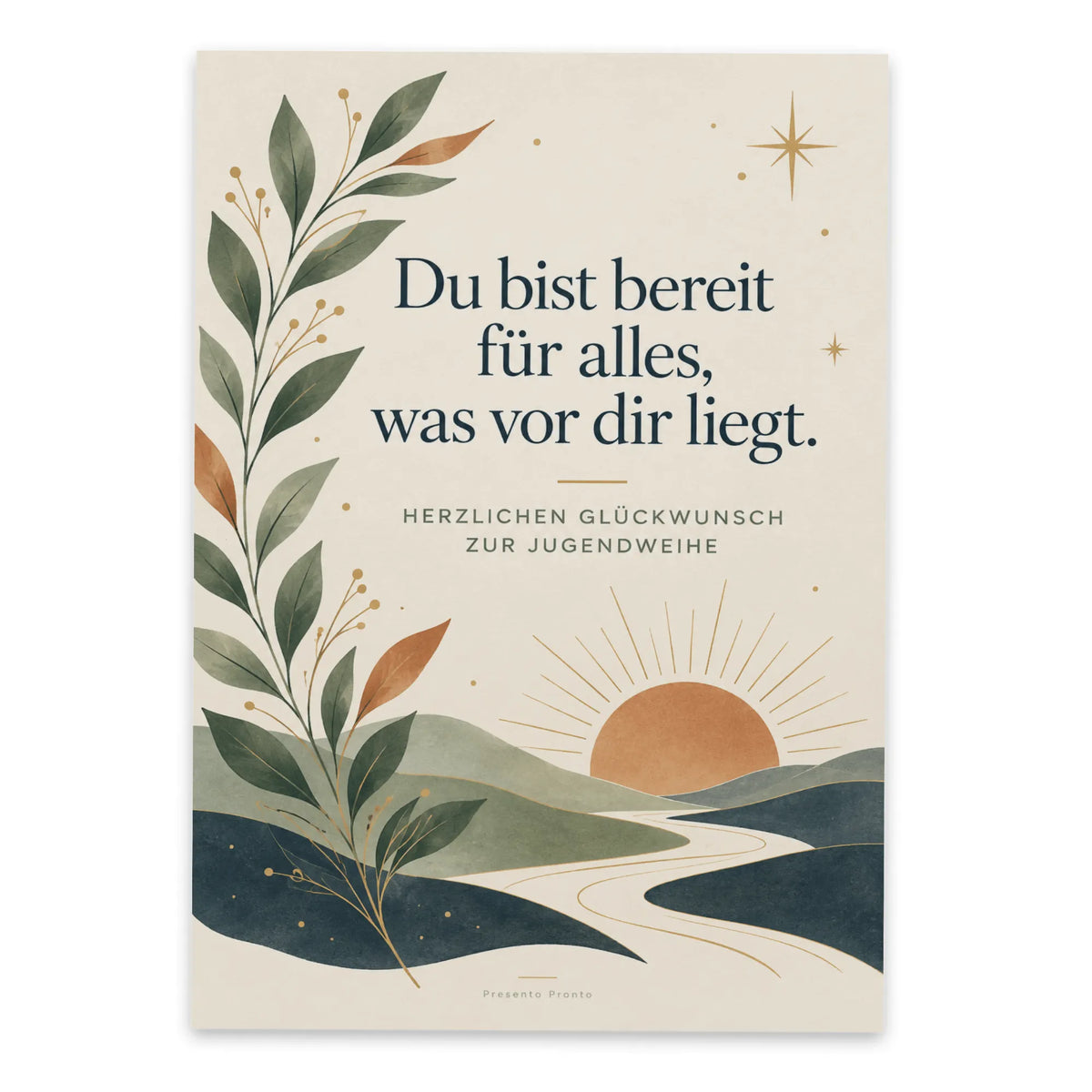 Elegante Grußkarte zur Jugendweihe mit Zweig