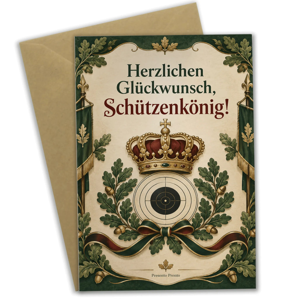 Elegante Glückwunschkarte für den Schützenkönig mit goldener Krone|p:2021323|h:6745ce20f733b16b4b66abcb4c5477e6
