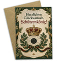 Elegante Glückwunschkarte für den Schützenkönig mit goldener Krone