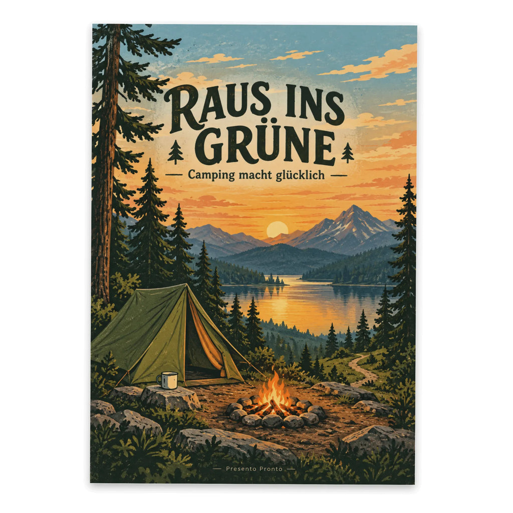 Fröhliche Postkarte für Camper mit Zelt am See|p:2021327|h:e8f121a4f523f8b9171fe91b03e11fb0