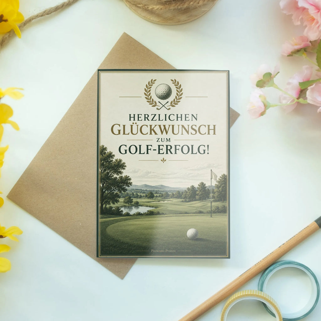 Elegante Glückwunschkarte für Golfer mit Fahne und Lorbeerkranz|p:2021329|h:3ca7f71d29da043f51d226fc35fb9a3e