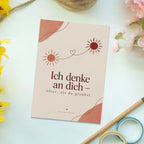 Liebevolle Postkarte Ich denke an dich mit zwei Sonnen|p:2021333|h:0c0f20fc6be418d07d1d276e38010b50