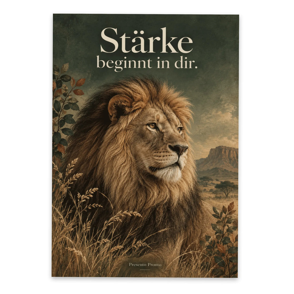 Motivierende Postkarte mit Löwe zur Aufmunterung