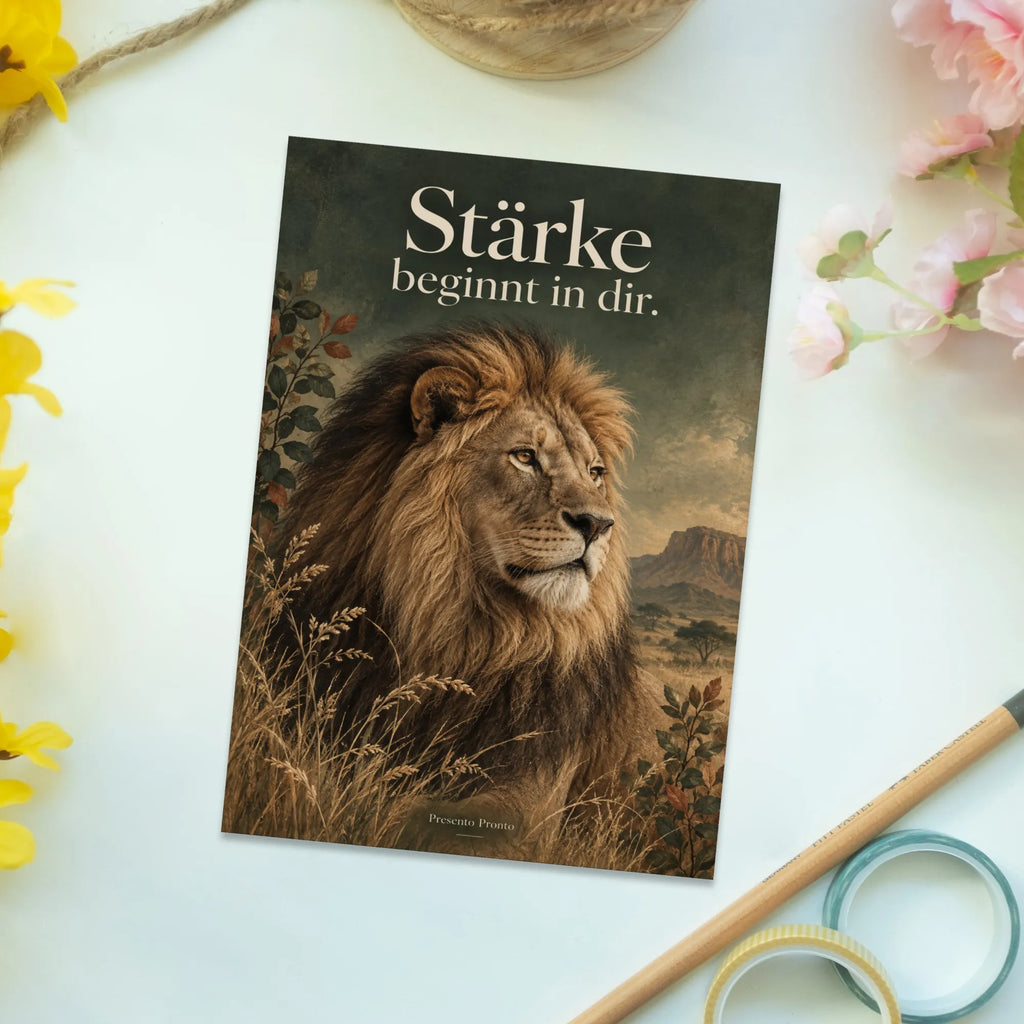 Motivierende Postkarte mit Löwe zur Aufmunterung|p:2021334|h:fde9f48acf215d09a3f9099492127dc8