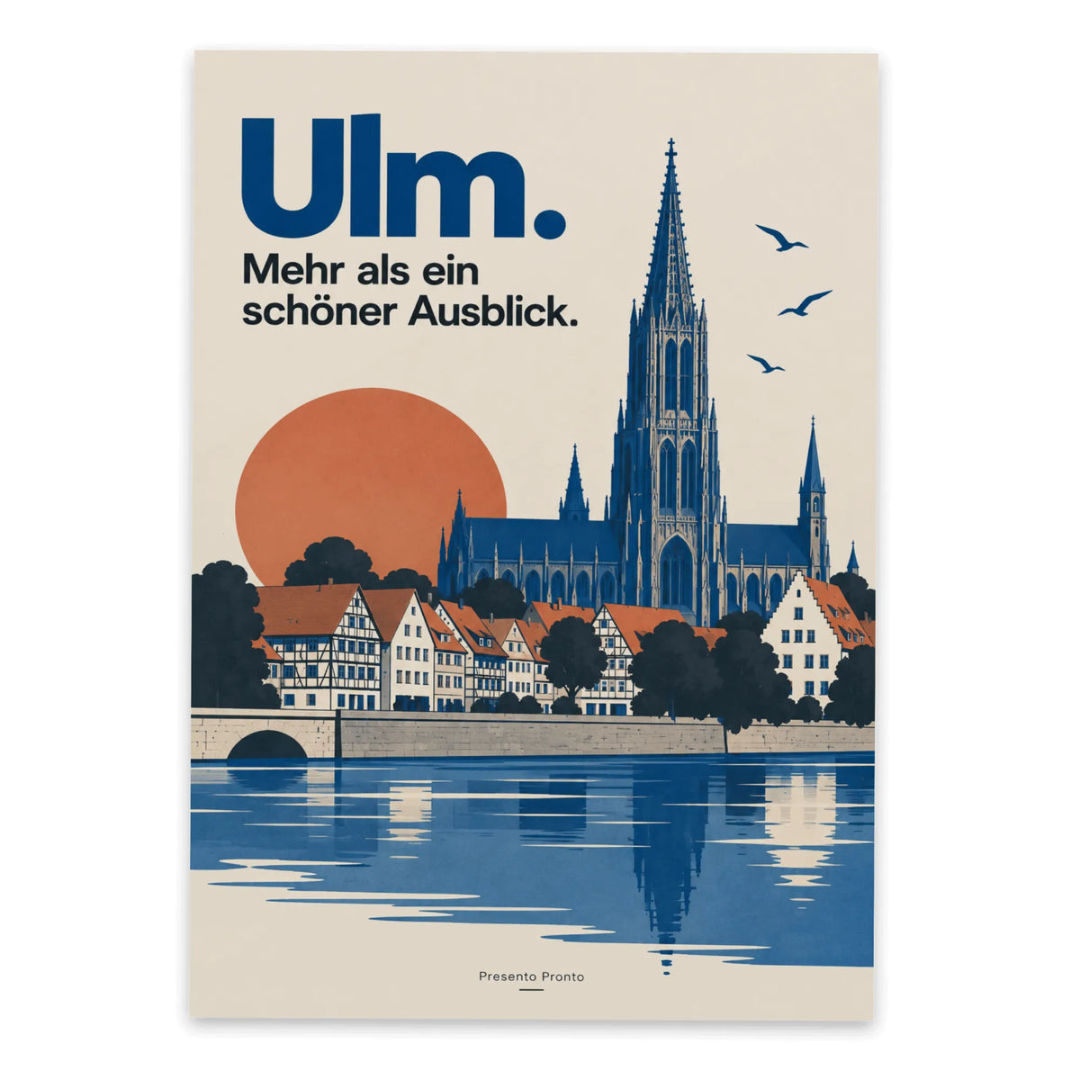 Herzliche Postkarte aus Ulm als Urlaubsgruß mit Ulmer Münster