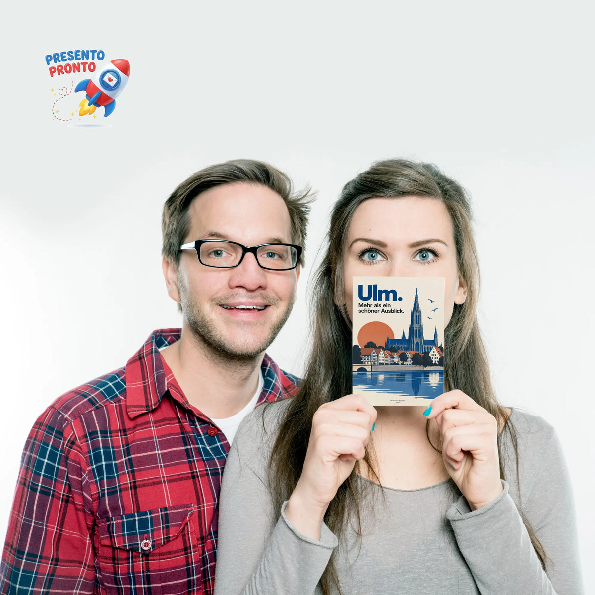 Herzliche Postkarte aus Ulm als Urlaubsgruß mit Ulmer Münster