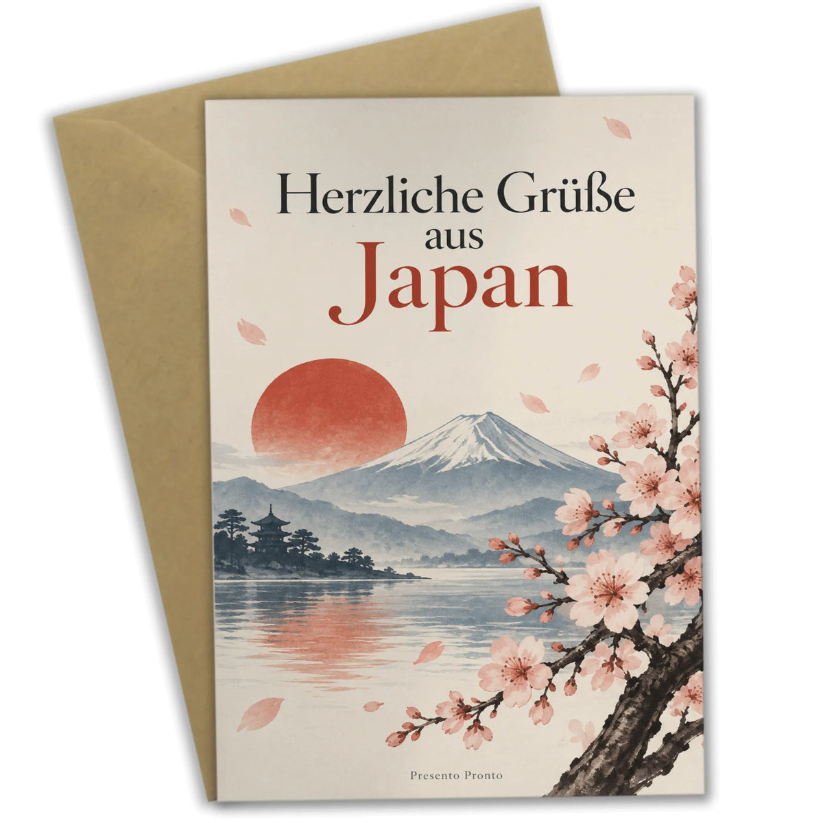 Elegante japanische Grußkarte für Japanfans mit Kirschblüte