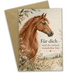 Herzliche Grußkarte mit Kastanienpferd für dich|p:2021346|h:0128a7768edfee282b703e4be3a9dbda