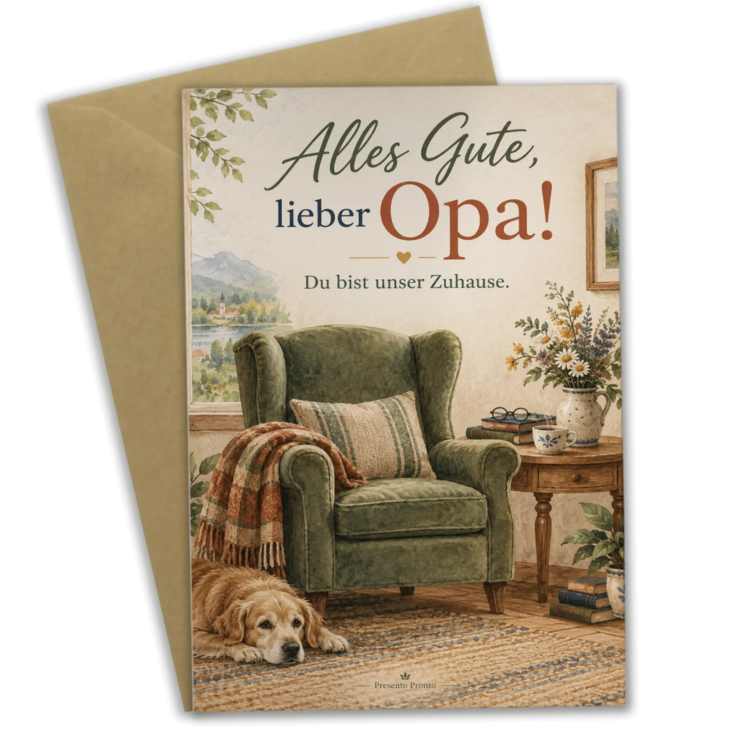 Herzliche Glückwunschkarte für Opa mit gemütlichem Sessel|p:2021355|h:3ca58541ffd4564c65a3b671d0bf06a6