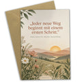 Hoffnungsvolle Grußkarte zum Neuanfang mit Sonnenaufgang