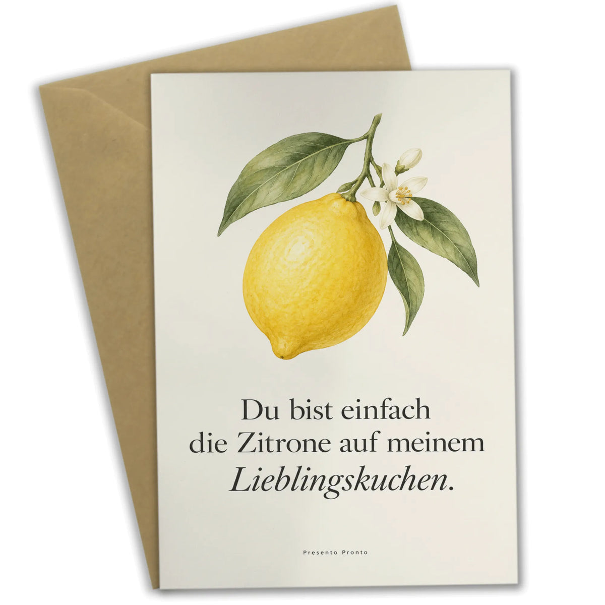 Liebevolle Grußkarte mit gelber Zitrone für liebe Menschen