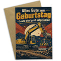 Lustige Geburtstagskarte mit Bagger für Baustellenfans
