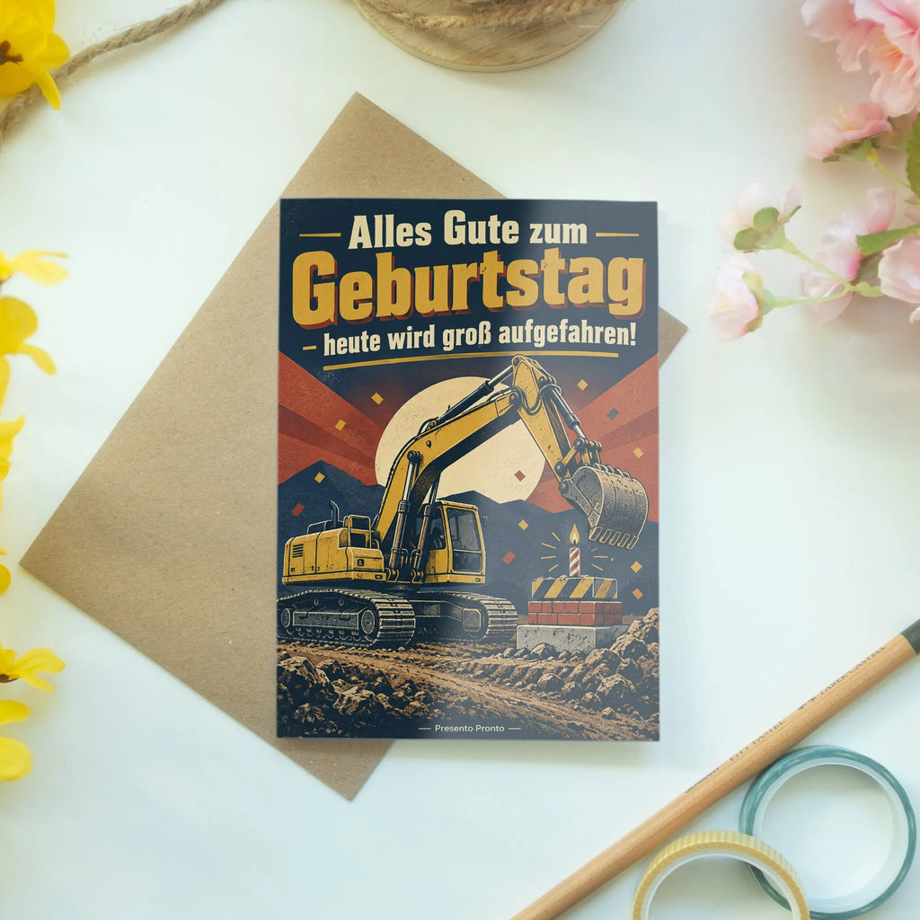 Lustige Geburtstagskarte mit Bagger für Baustellenfans|p:2021368|h:0b08f6d728bf2d9b1f480c9c5af92960