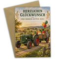 Lustige Geburtstagskarte mit Trecker und Anhänger