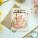 Lustige Geburtstagskarte mit Schwein im Partyhut|p:2021371|h:4612d55c08f096ebb5f4db01c0c180ff
