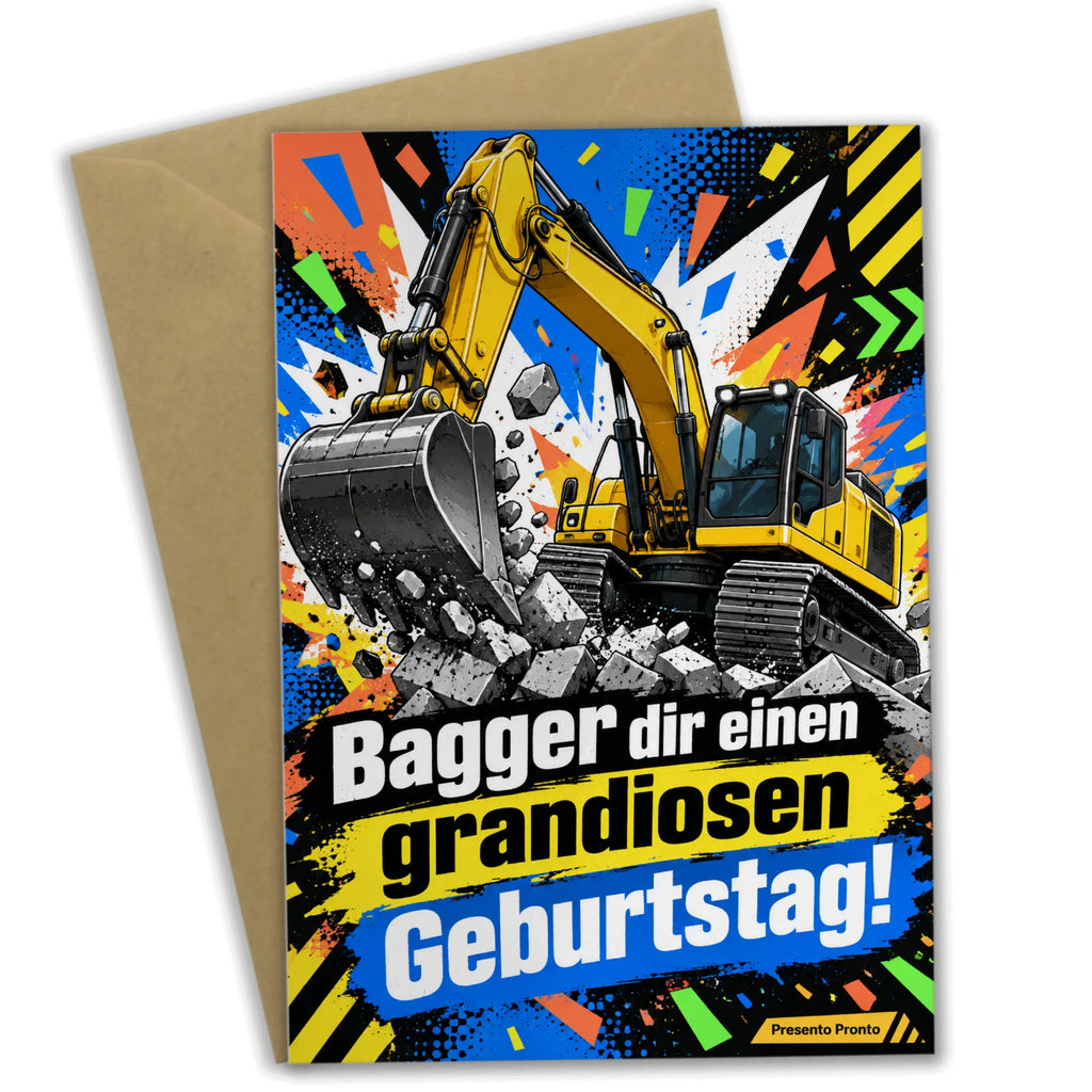 Lustige Geburtstagskarte mit gelbem Bagger|p:2021374|h:3a8abf409e77fc6178baa2282b390e63