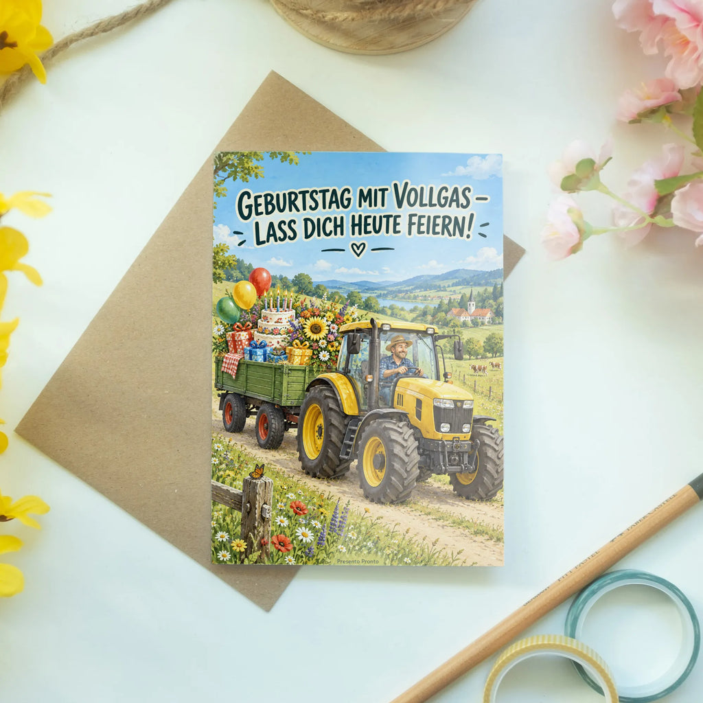 Lustige Geburtstagskarte mit Trecker und Anhänger|p:2021376|h:85ed5821e150f468992a5802997f5121