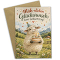 Lustige Geburtstagskarte mit Schaf und Partyhut