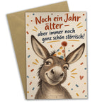 Lustige Geburtstagskarte mit Esel im Partyhut|p:2021388|h:1fbd137a24ff9207363f22c274b9e5e4