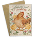 Süße Geburtstagskarte mit Huhn und Küken