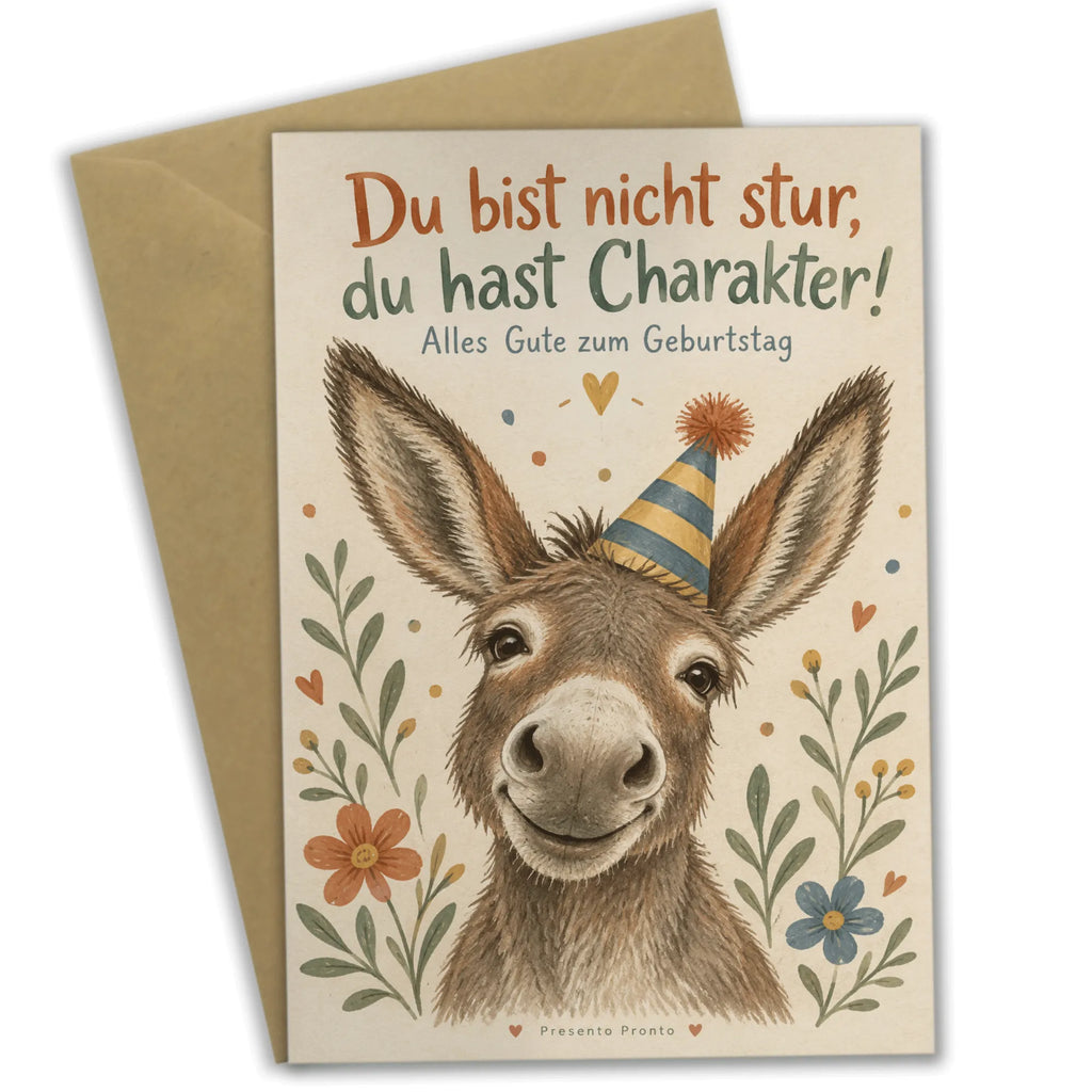 Lustige Geburtstagskarte mit Esel im Partyhut|p:2021399|h:7528bc97ad053fce89a2dfbf1aec3c54