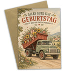 Lustige Geburtstagskarte mit Kipplaster und Geschenken|p:2021403|h:ddf242cb9f1431d0287aef0444dd54ff