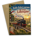 Schwungvolle Geburtstagskarte Eisenbahn mit Dampflok|p:2021414|h:00d34f79536a58a22388028ca0d946d4