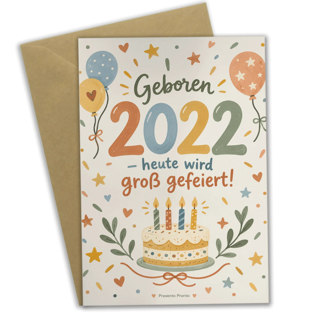 Fröhliche Geburtstagskarte Jahrgang 2022 mit Kuchen und Ballons|p:2021428|h:828199ccdda7b3f0e86bfcc49077f194