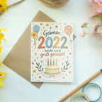 Fröhliche Geburtstagskarte Jahrgang 2022 mit Kuchen und Ballons|p:2021428|h:7afadab1f0abdc49fbfdd4ead031e787