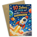 Coole Geburtstagskarte Jahrgang 2016 zum 10. Geburtstag mit Rakete
