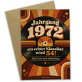 Lustige Geburtstagskarte für Jahrgang 1972 mit Schallplatte