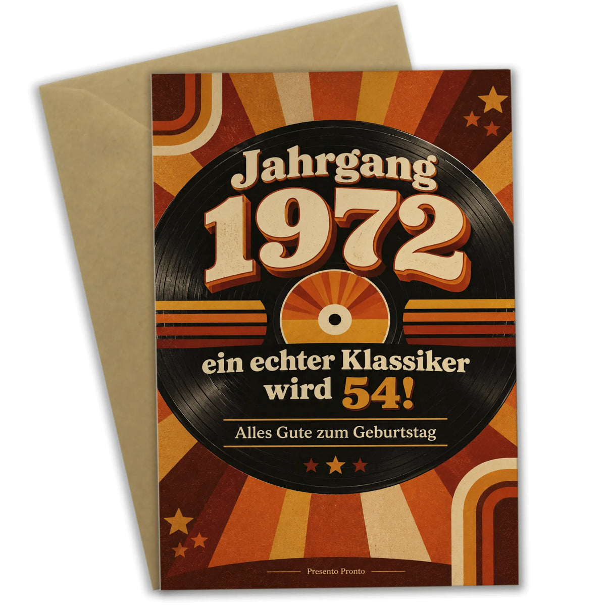 Lustige Geburtstagskarte für Jahrgang 1972 mit Schallplatte