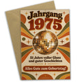 Elegante Geburtstagskarte Jahrgang 1975 zum 51. Geburtstag mit Disco-Kugel