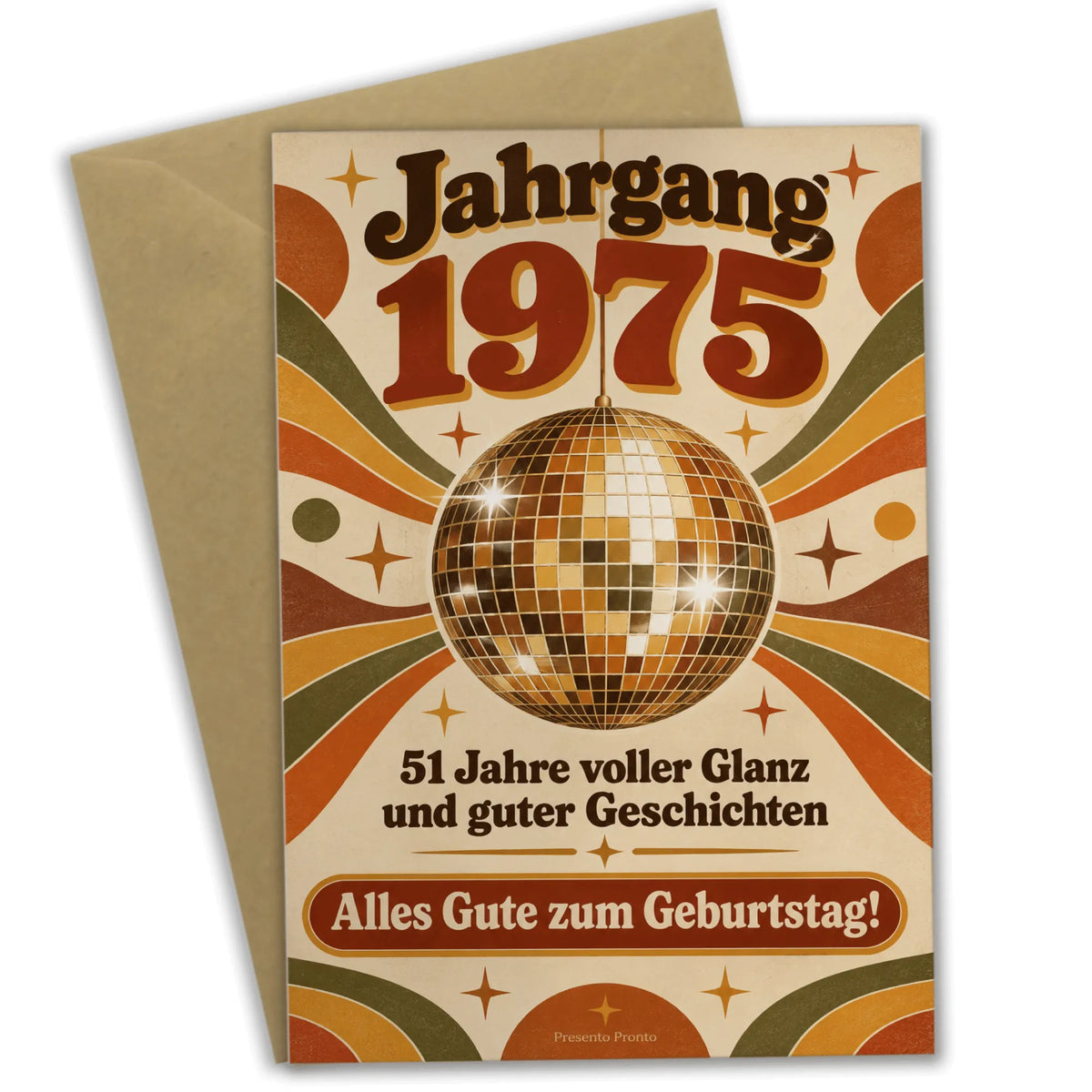Elegante Geburtstagskarte Jahrgang 1975 zum 51. Geburtstag mit Disco-Kugel