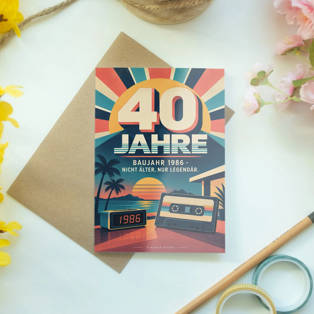 Lustige Geburtstagskarte zum 40. für Jahrgang 1986 mit Kassette