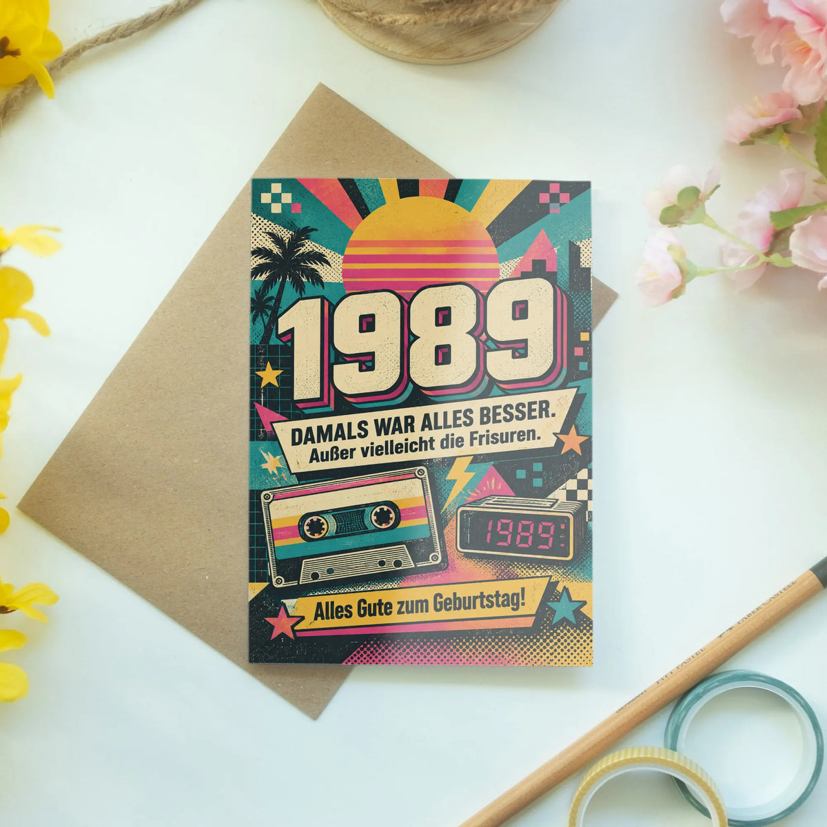 Lustige Geburtstagskarte für Jahrgang 1989 mit Kassette