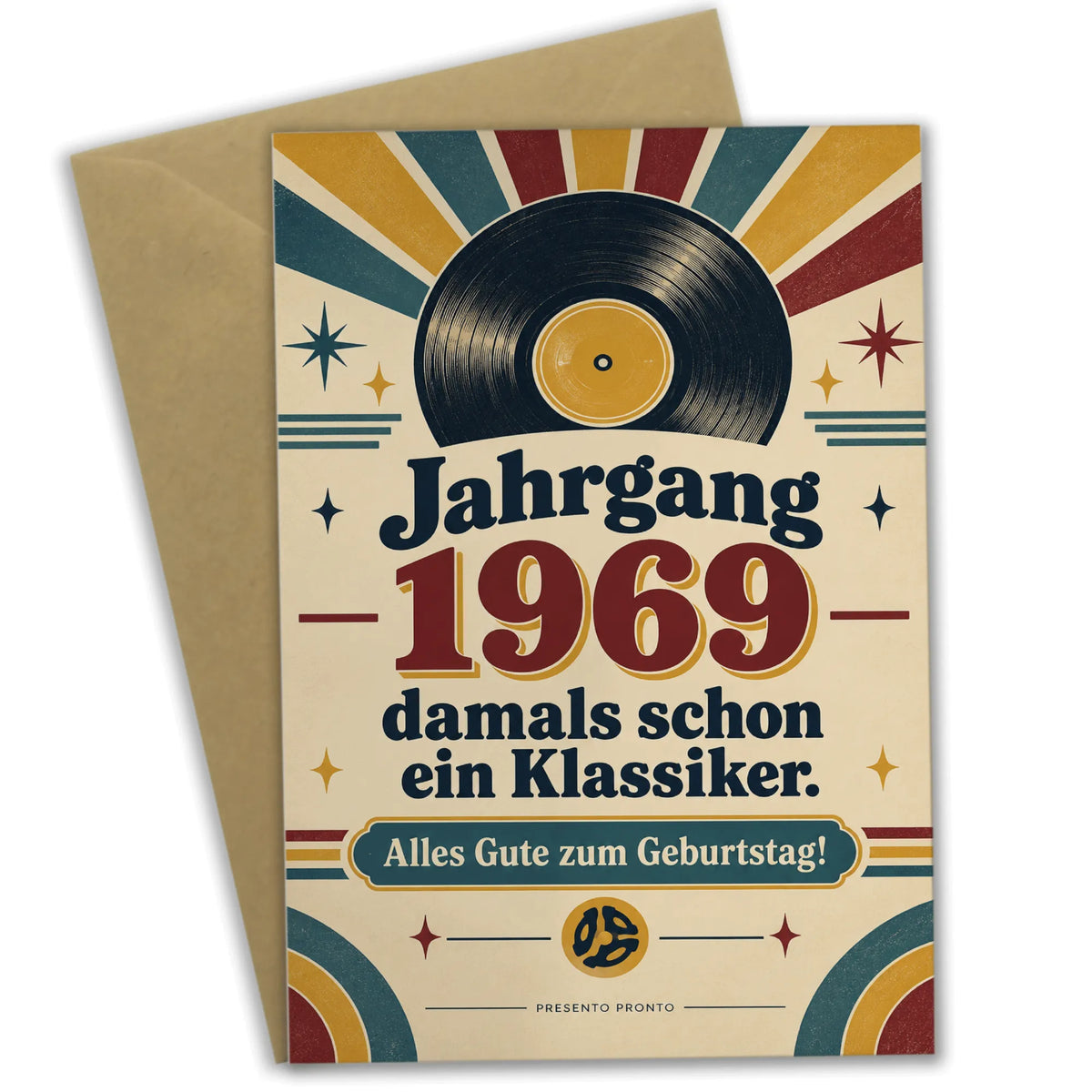 Nostalgische Geburtstagskarte für Jahrgang 1969 mit Schallplatte